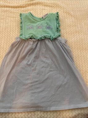 Mint and Light Blue Striped Girls' Summer Dress